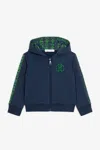 Roberto Cavalli Rc Monogram-embroidered Cotton Hoodie In Dark Blue
