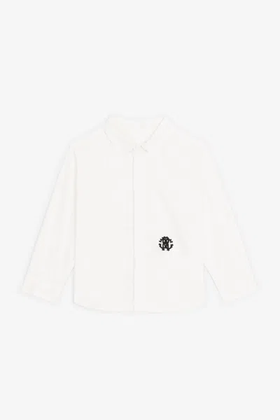 Roberto Cavalli Rc Monogram-embroidered Cotton Shirt In White