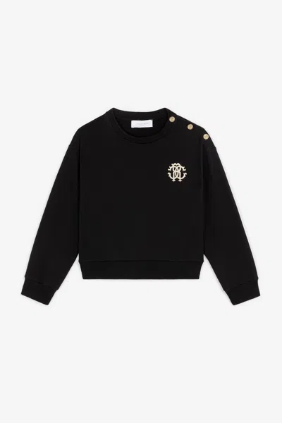 Roberto Cavalli Rc Monogram-embroidered Cotton Sweatshirt In Black