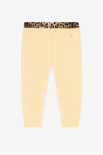 Roberto Cavalli Babies' Rc Monogram-embroidered Cotton Track Pants In Yellow