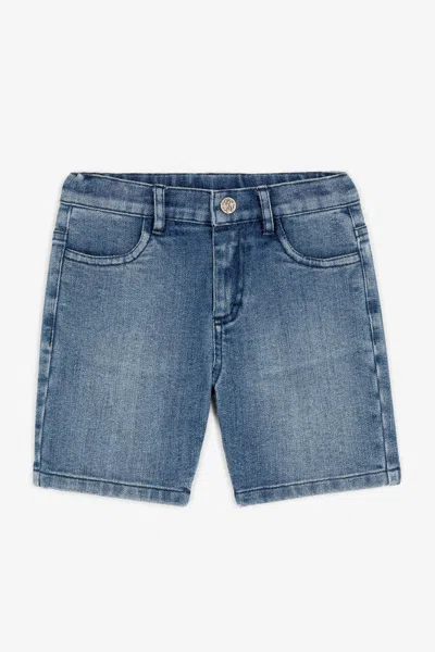 Roberto Cavalli Rc Monogram-embroidered Denim Shorts In Dark Blue