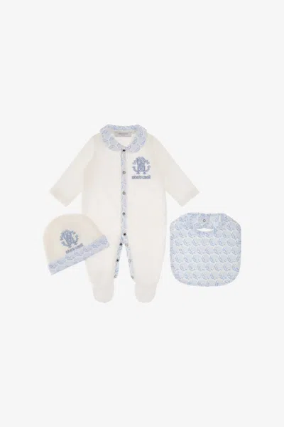 Roberto Cavalli Rc Monogram Embroidery Babygrow Set In Blue