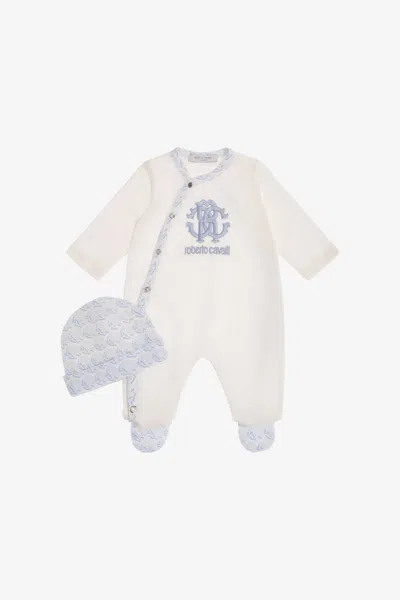 Roberto Cavalli Rc Monogram Embroidery Babygrow Set In Blue