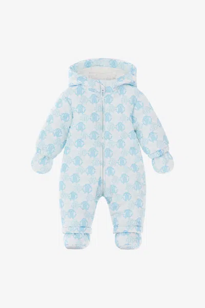 Roberto Cavalli Rc Monogram-embroidery Babygrow Set In Light Blue