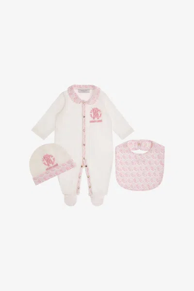 Roberto Cavalli Rc Monogram Embroidery Babygrow Set In Pink