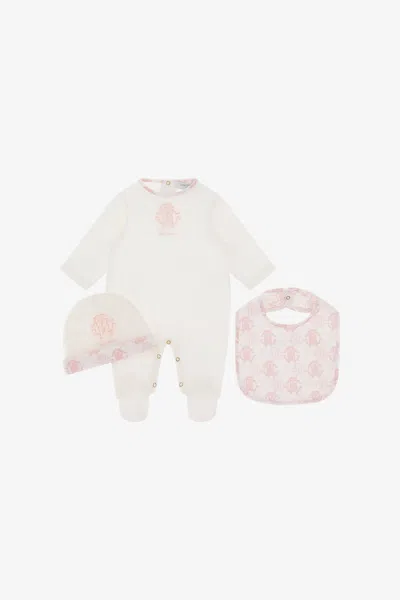 Roberto Cavalli Rc Monogram-embroidery Babygrow Set In Pink