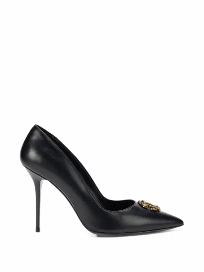 Roberto Cavalli Rc Monogram Leather Pumps In Black
