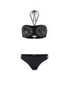 Roberto Cavalli Rc Monogram-print Bikini In Black