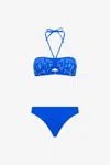 Roberto Cavalli Rc Monogram-print Bikini In Blue
