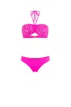 Roberto Cavalli Rc Monogram-print Bikini In Fuchsia