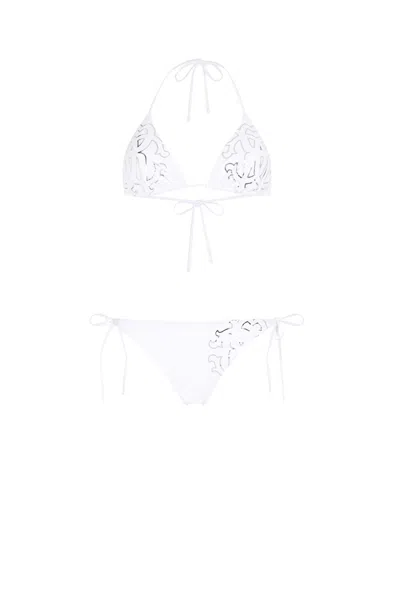 Roberto Cavalli Rc Monogram-print Bikini In White