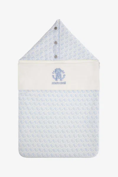 Roberto Cavalli Rc Monogram Print Cotton Baby Nest In Blue