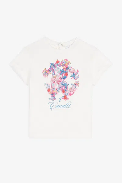 Roberto Cavalli Rc Monogram-print Cotton T-shirt In White