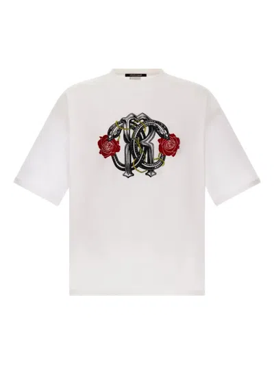 Roberto Cavalli Rc Monogram-print T-shirt In White