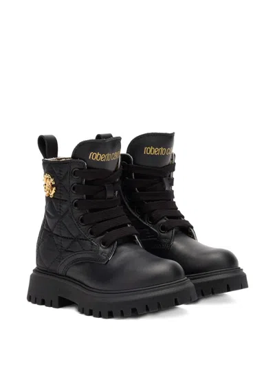 Roberto Cavalli Kids' Rc Monogram Quilted Boots In Multi