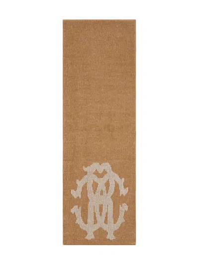 Roberto Cavalli Rc-monogram Scarf In Brown