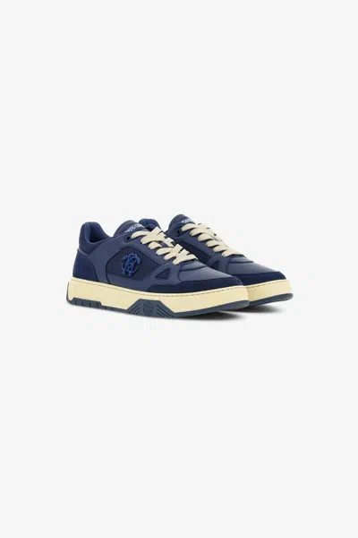 Roberto Cavalli Rc Monogram Sneakers In Dark Blue