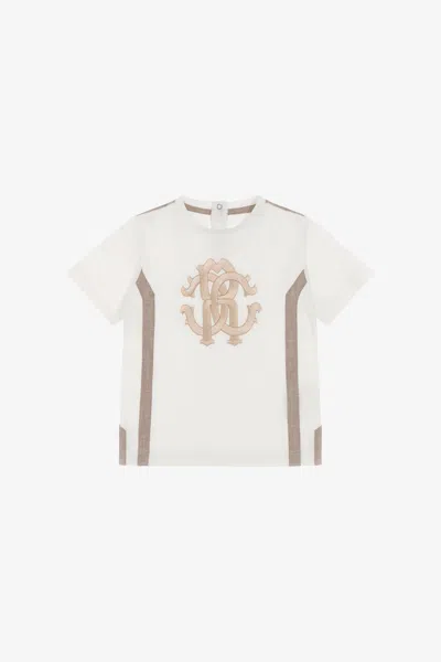 Roberto Cavalli Babies' Rc Monogram T-shirt In White