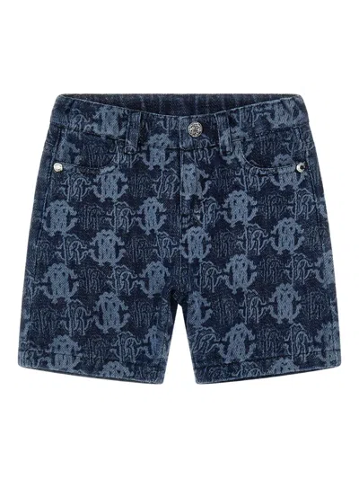 Roberto Cavalli Babies' Rc-logo Pattern Shorts In Blue