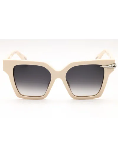 Roberto Cavalli Rectangular Acetate Women's Sunglasses In Neutral