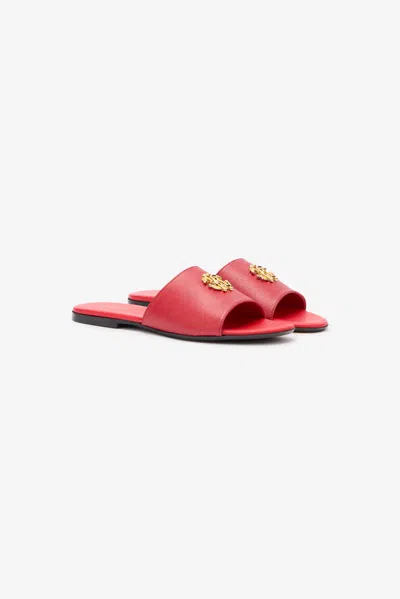 Roberto Cavalli Red Sandal With Monogram Rc