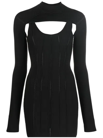 Roberto Cavalli Removable-bolero Ribbed-knit Mini Dress In Black