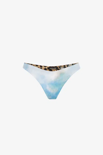Roberto Cavalli Reversible Bikini Bottoms In Light Blue