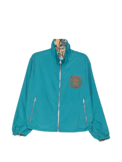 Roberto Cavalli Reversible Bomber Jacket In Blue