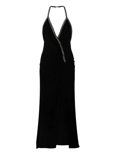 Roberto Cavalli Rhinestone-embellished Dress In Black