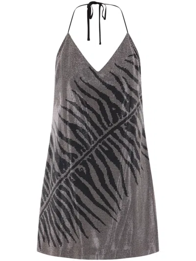 Roberto Cavalli Rhinestoned Mini Dress In Black