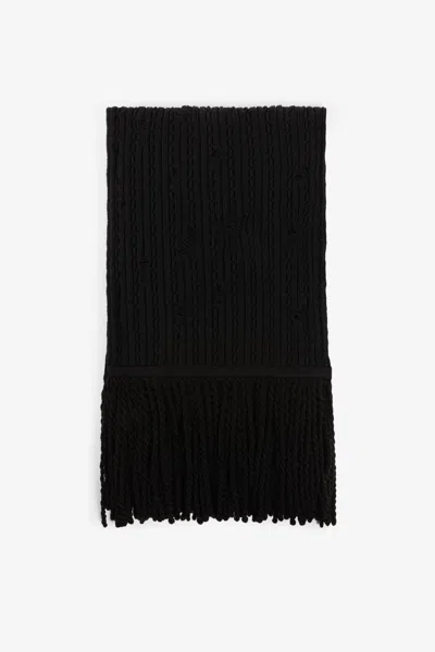 Roberto Cavalli Ribbed-knit Wool Scarf In Black