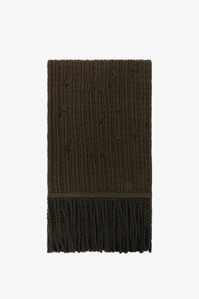 Roberto Cavalli Ribbed-knit Wool Scarf In Dark Green