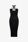 Roberto Cavalli Ribbed Midi Dress In Black