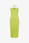 Roberto Cavalli Ribbed Midi Dress In Light Green
