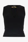 Roberto Cavalli Ribbed Sleeveless Crop Top In Black