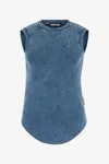 Roberto Cavalli Ribbed Tank Top With Jc Monogram In Blue