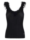 Roberto Cavalli Ribbed Trimmed Tank Top In Black