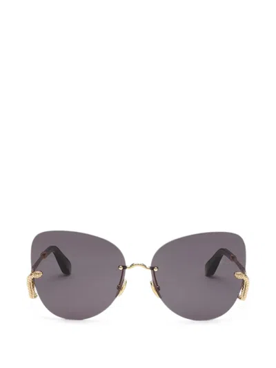 Roberto Cavalli Rimless Snake-detail Sunglasses In Gold