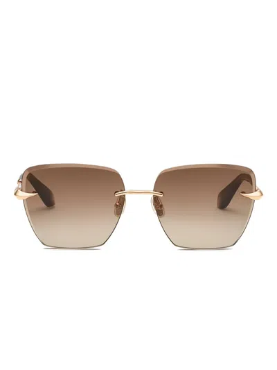 Roberto Cavalli Rimless Square Sunglasses In Gold