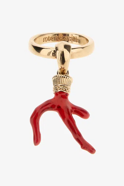 Roberto Cavalli Ring With Coral In Multi