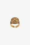 Roberto Cavalli Ring With Monogram Mirror Snake And Crystals In Gold