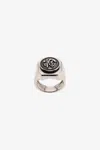 Roberto Cavalli Ring With Monogram Mirror Snake In Silver