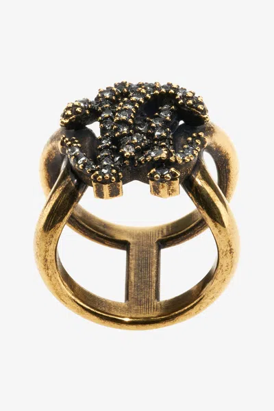 Roberto Cavalli Ring With Monogram Rc In Gold