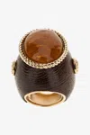 Roberto Cavalli Ring With Stone In Brown
