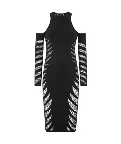 ROBERTO CAVALLI ROBERTO CAVALLI PERFORATED PATTERN MIDI DRESS