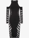 Roberto Cavalli Midi Dress With Perforated Pattern In Black