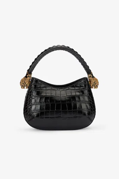 Roberto Cavalli Roar Bag Hobo With Jewel Tigers In Black