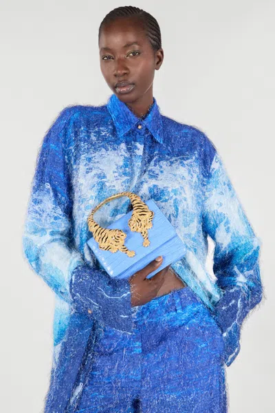 Roberto Cavalli Medium Roar Bag In Light Blue