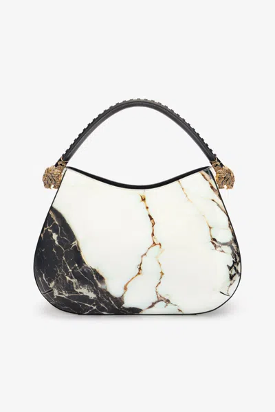 Roberto Cavalli Marble-print Roar Bag In White