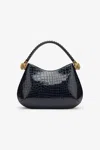 Roberto Cavalli Roar Bag With Crocodile Print In Dark Blue